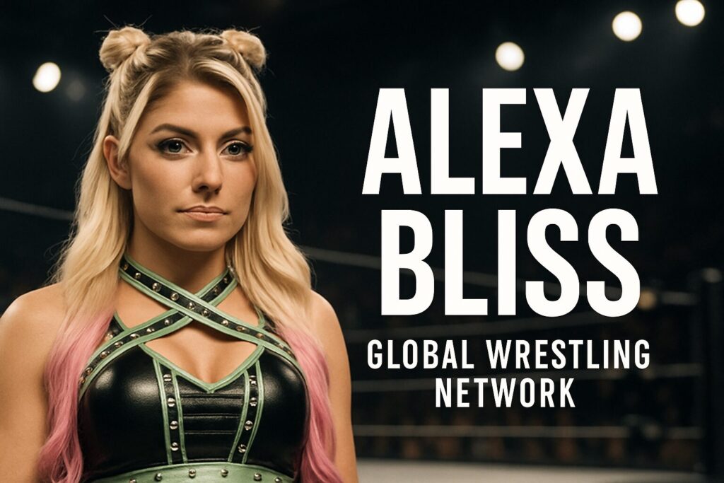 Blonde wrestler in ring with spotlights