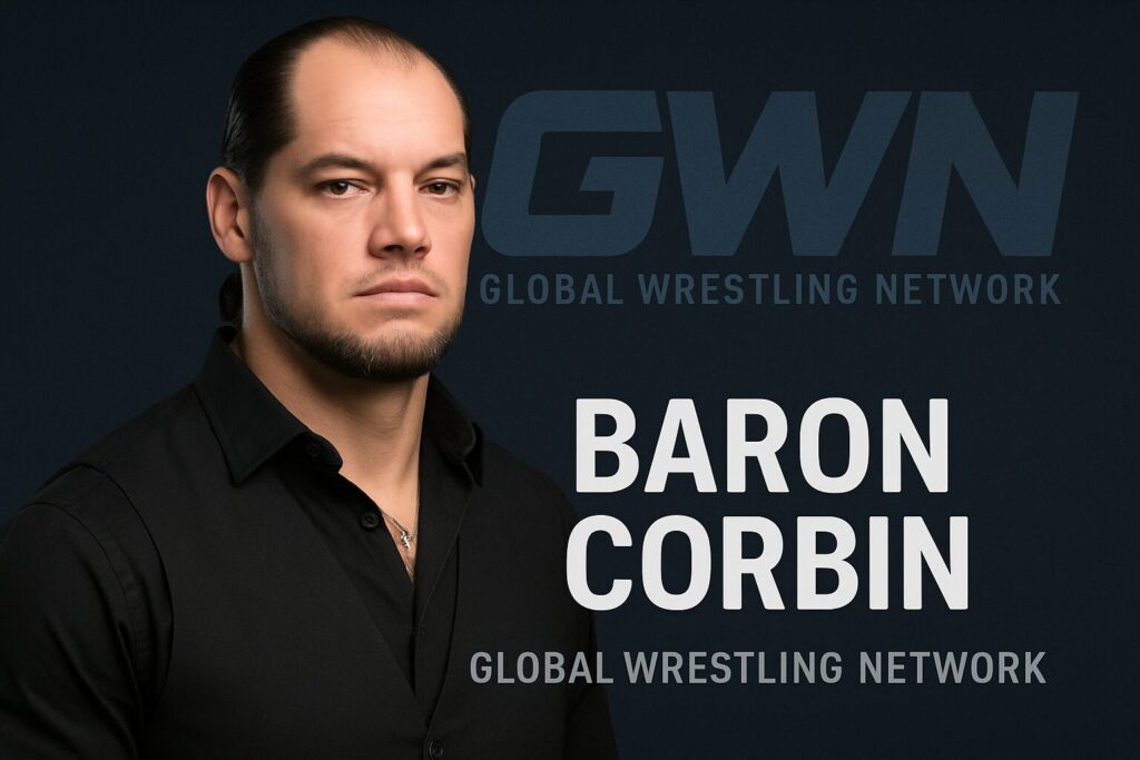 Serious bearded man, GWN logo background