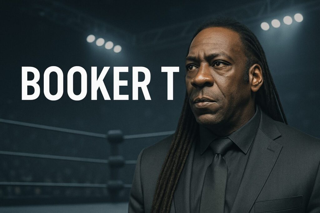 Serious suited man with dreadlocks near ring