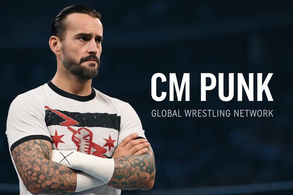 Bearded man crossing arms, 'CM PUNK'