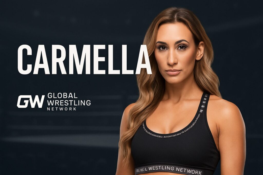 Athletic woman portrait with large name text
