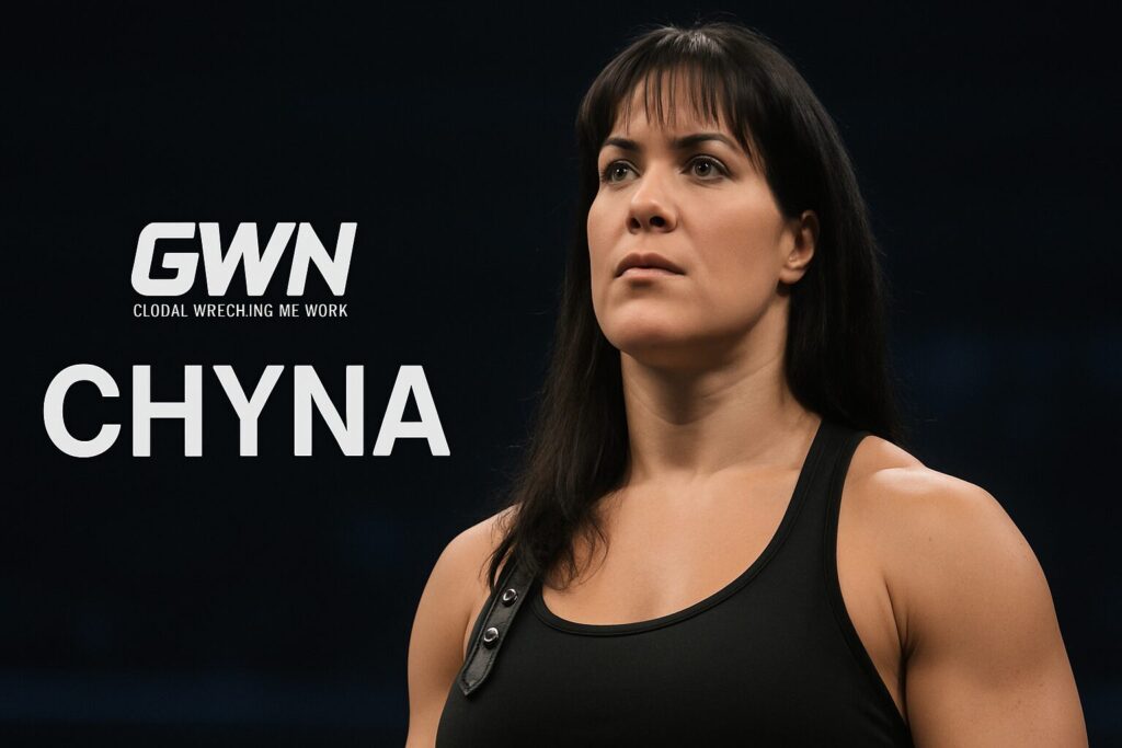 Serious dark-haired female athlete in black