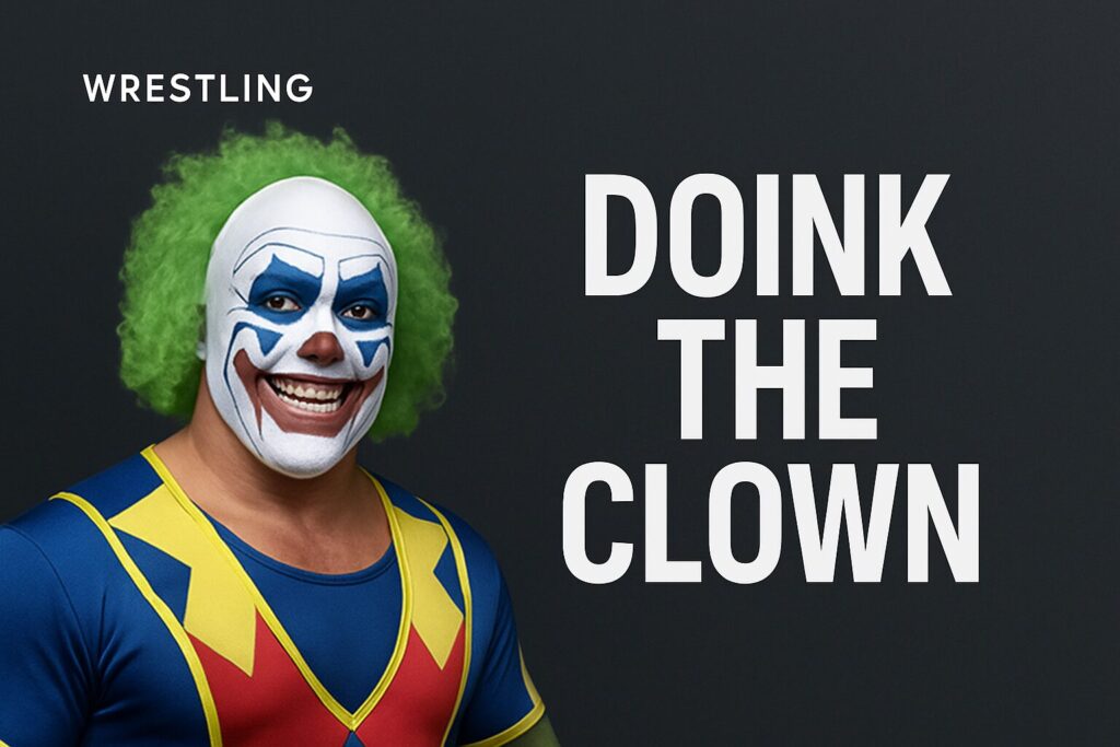 Smiling clown wrestler with green afro