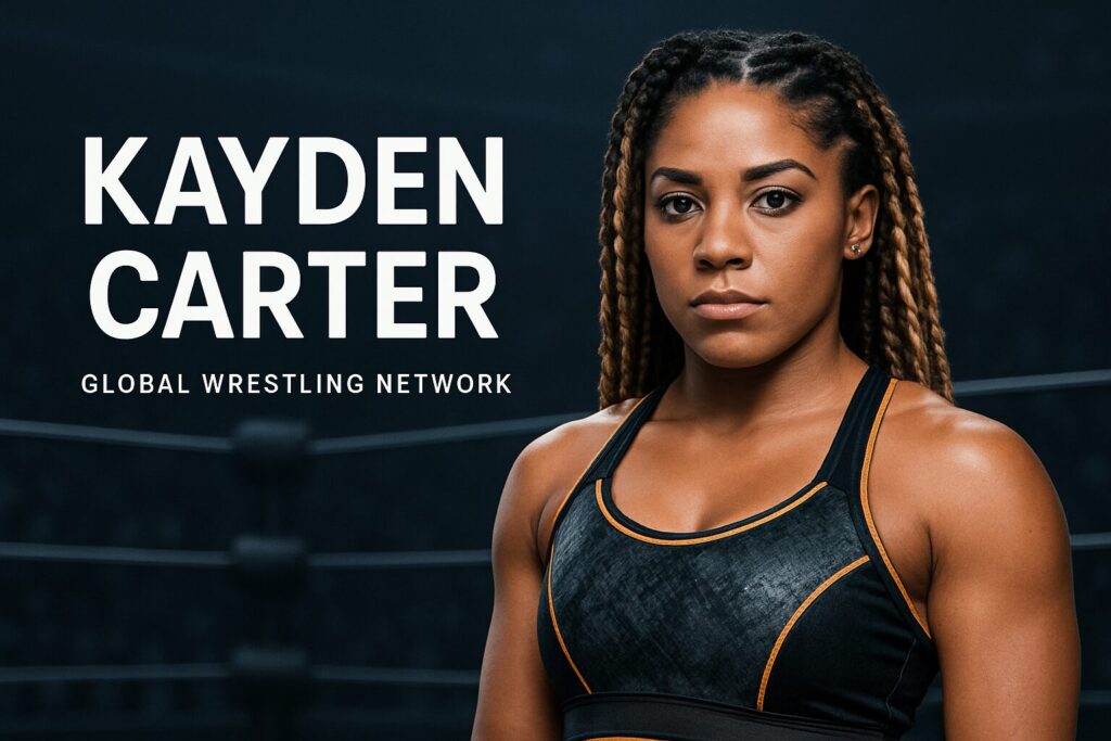 Woman wrestler with braids in ring