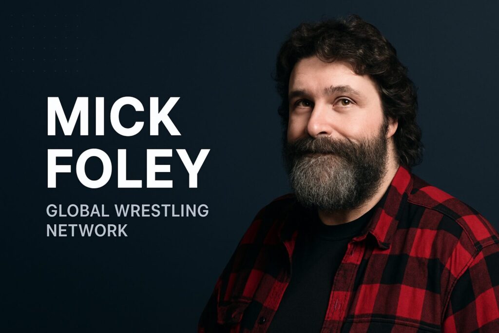 Bearded man in red plaid next to text