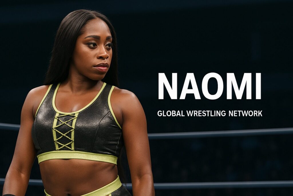 Female wrestler wearing black and neon-green