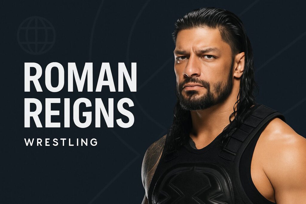 Serious bearded wrestler wearing black vest
