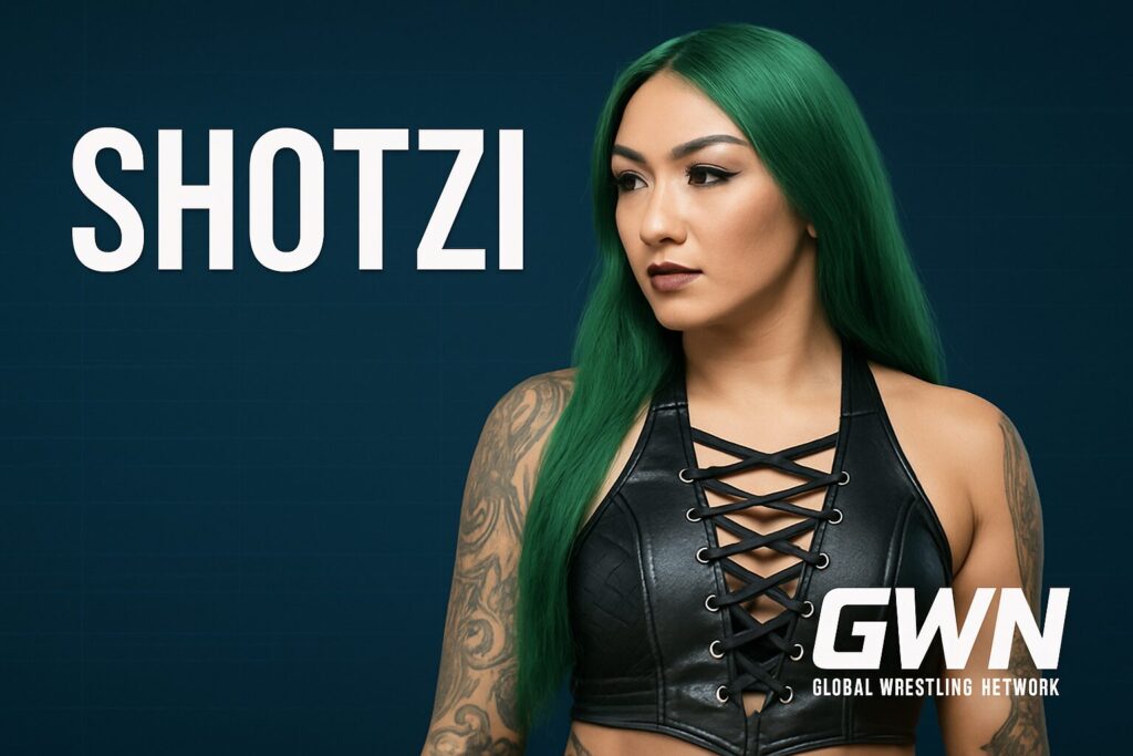 Woman with green hair, tattoos, leather