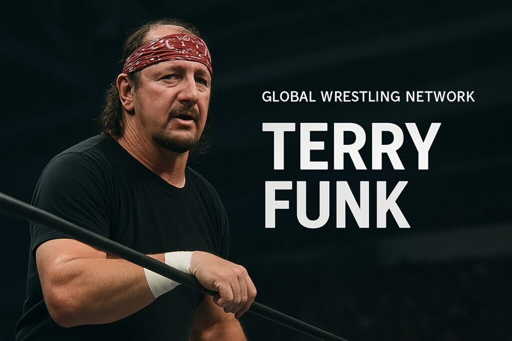 Wrestler in red bandana leaning on ropes