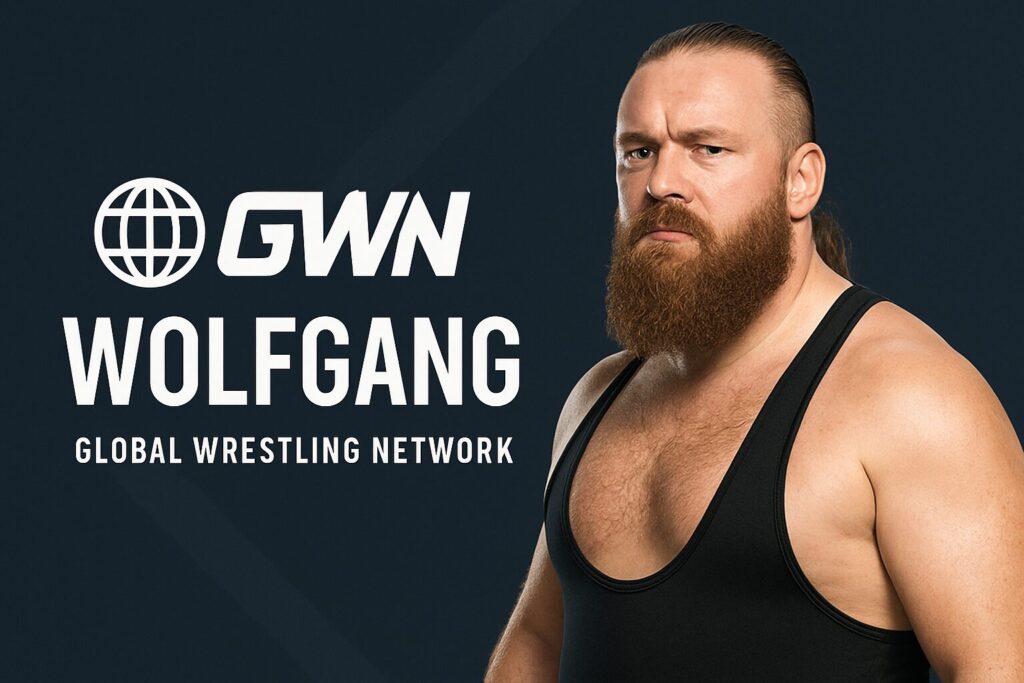Bearded male wrestler in black singlet.