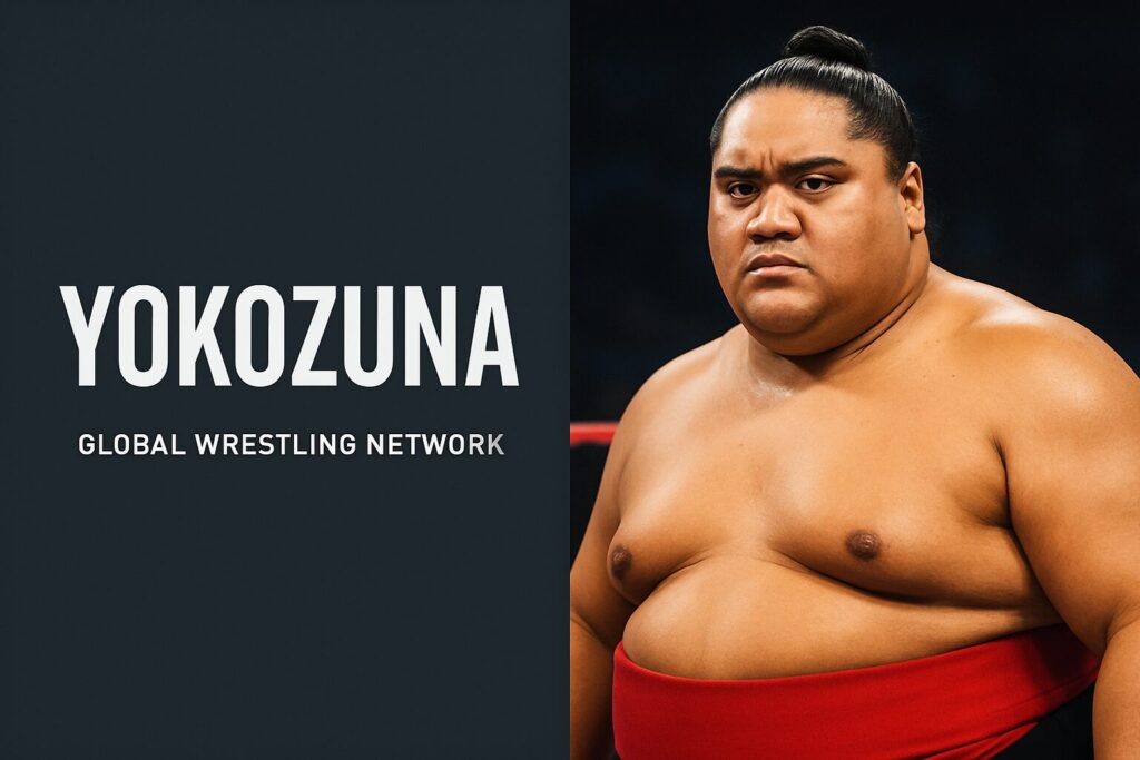 YOKOZUNA, stern wrestler wearing red belt